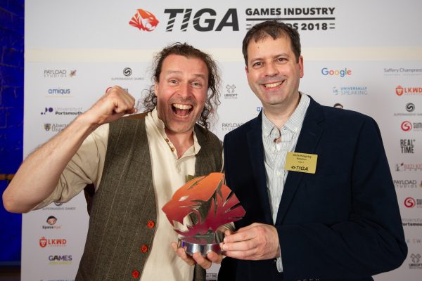 TIGA Games Industry Awards at the Guildhall London.Best Arcade Game winners - Rebellion. November 1 2018Matthew Power Photographywww.matthewpowerphotography.co.uk07969 088655mpowerphoto@yahoo.co.uk@mpowerphoto